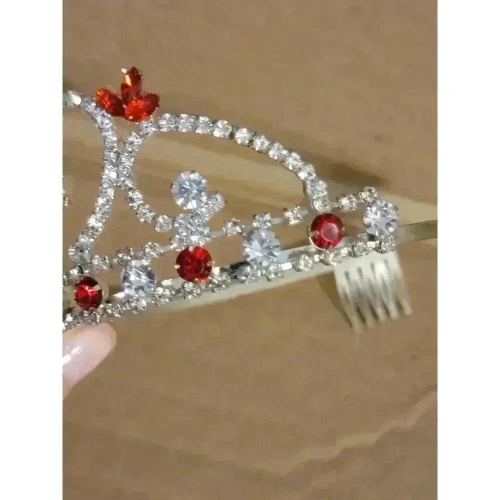 Red and Silver Crystal Tiara - Picture 3 of 7